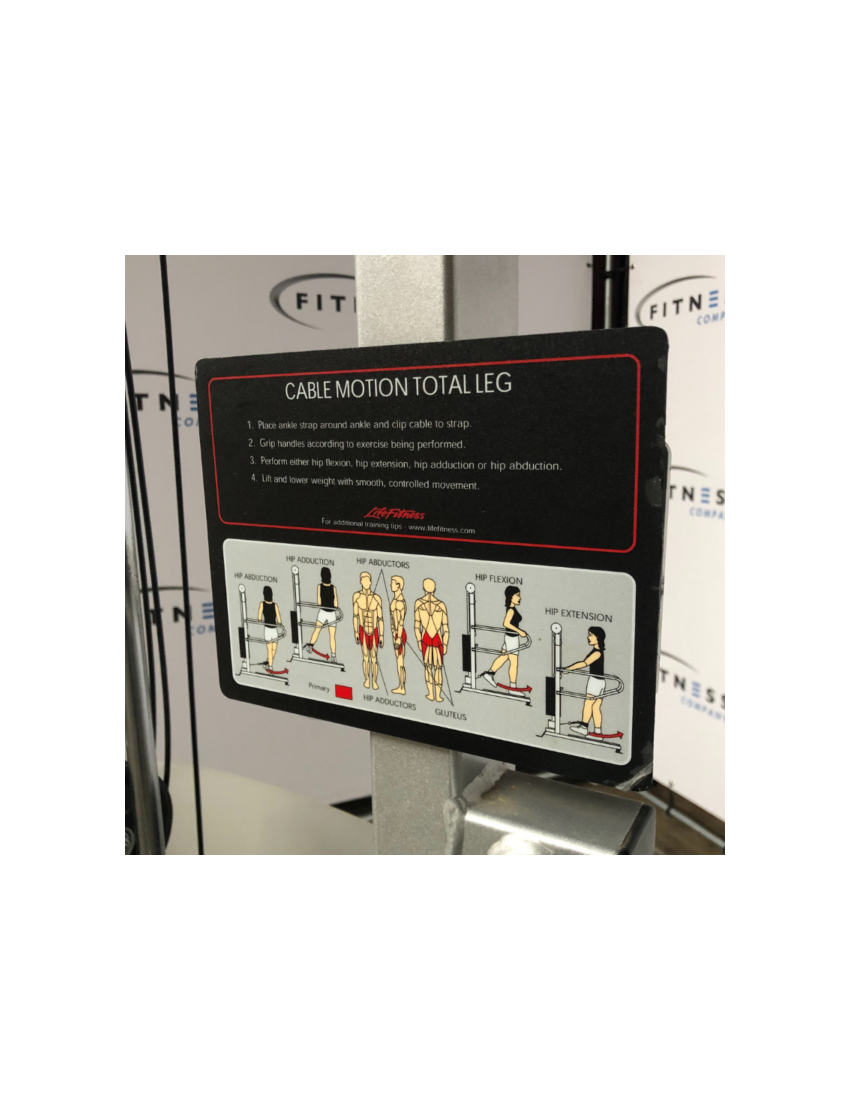 Life fitness cable motion total leg | hip abductors | hip adductors | extension |